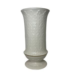 Vintage Lenox Autumn Leaf Vase Gold Trim Fine Ivory Cream China Flared Footed